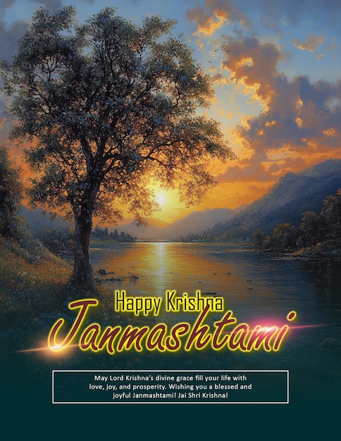 Beautiful Krishna Janmashtami Event Template with Customizable Text and Colors