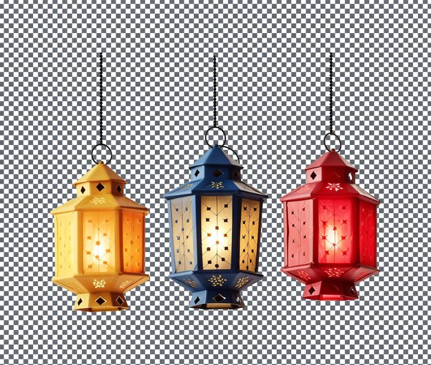 PSD beautiful lanterns isolated on transparent background