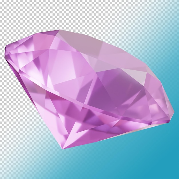 Beautiful light purple diamond on transparent background