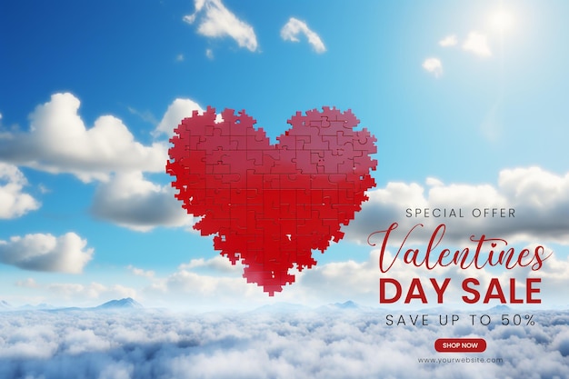 Beautiful love valentines day banner background multipurpose 3d heart effect