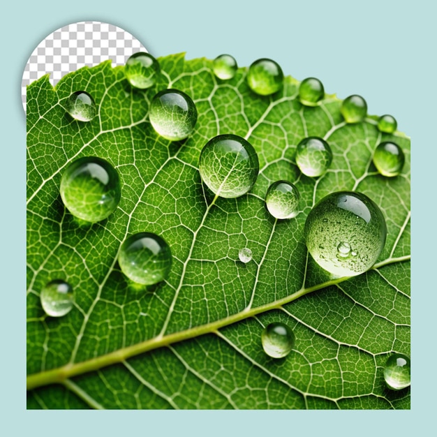 PSD beautiful macro plant with rain drops on transparent background