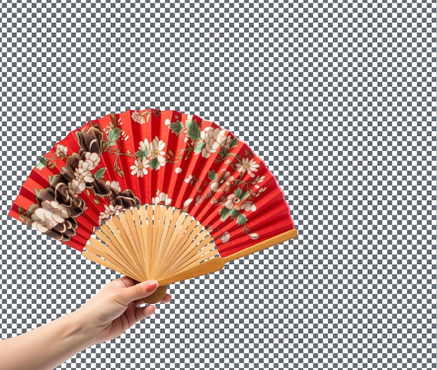 Beautiful Making Traditional Hand Fans isolated on transparent background