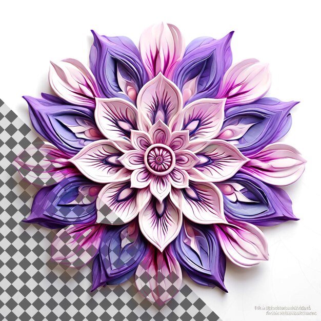 PSD beautiful mandala flower isolated on transparent background