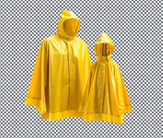 PSD beautiful matching rain ponchos isolated on transparent background