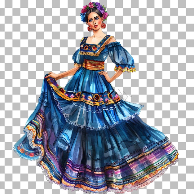 beautiful mexican woman beautiful young girl dressed in a dreamy blue dress with blue