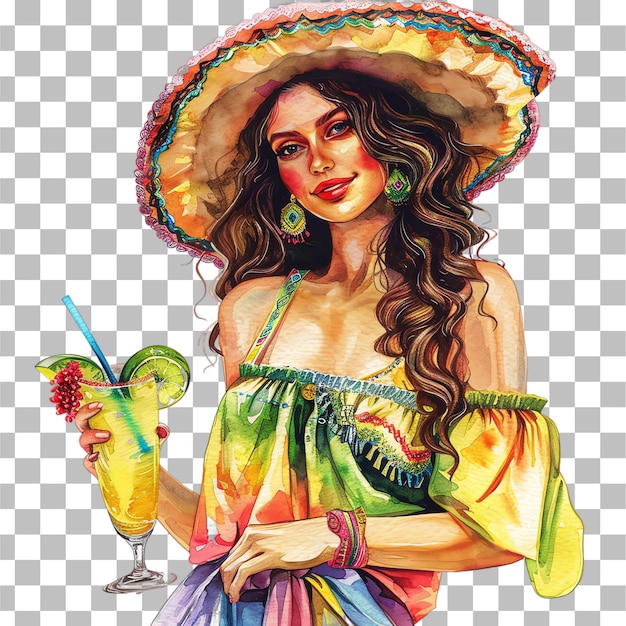 beautiful mexican woman margarita cocktail