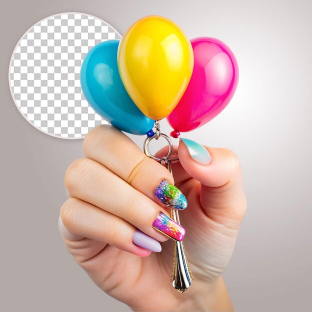 PSD beautiful nail art design on transparent background