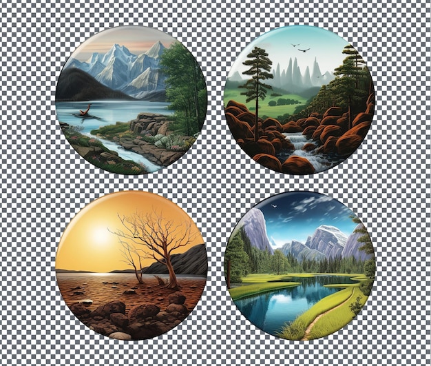 Beautiful Nature themed Coasters isolated on transparent background