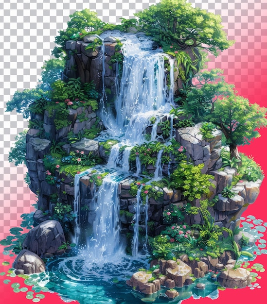 PSD beautiful nature waterfall isolated png