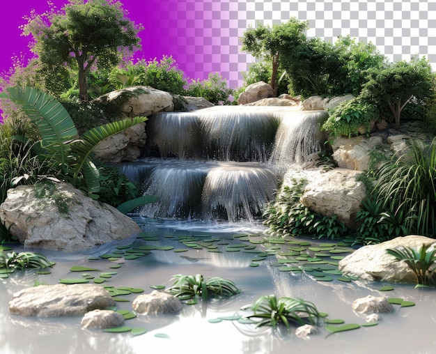 PSD beautiful nature waterfall isolated png