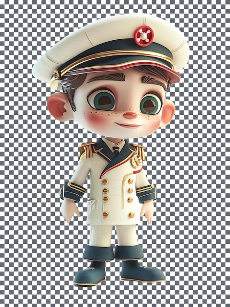 PSD beautiful nautical captain character isolated on transparent background