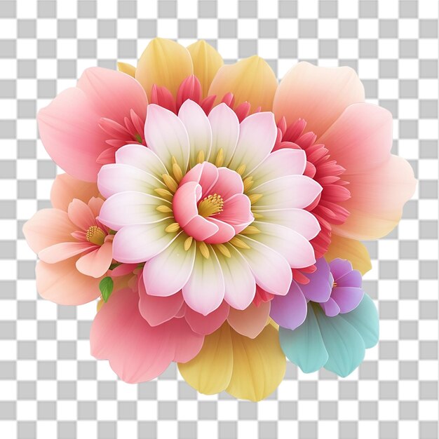 Beautiful one flower design with fractal on transparent background