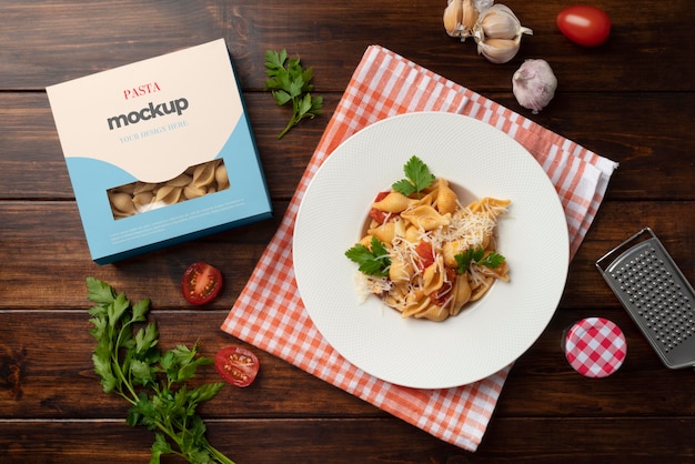 PSD beautiful pasta packaging mockup