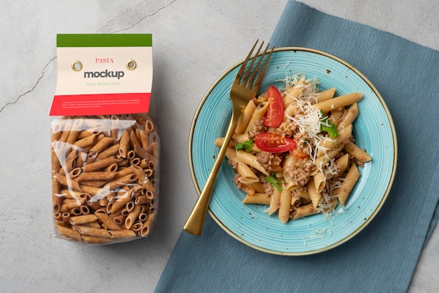 PSD beautiful pasta packaging mockup