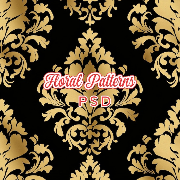 PSD a beautiful pattern of gold flowers and swirls on dark teal velvet luxurious rich colors rich tone