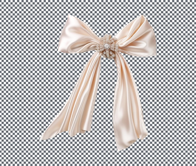 PSD beautiful pearl embellished bow isolated on transparent background