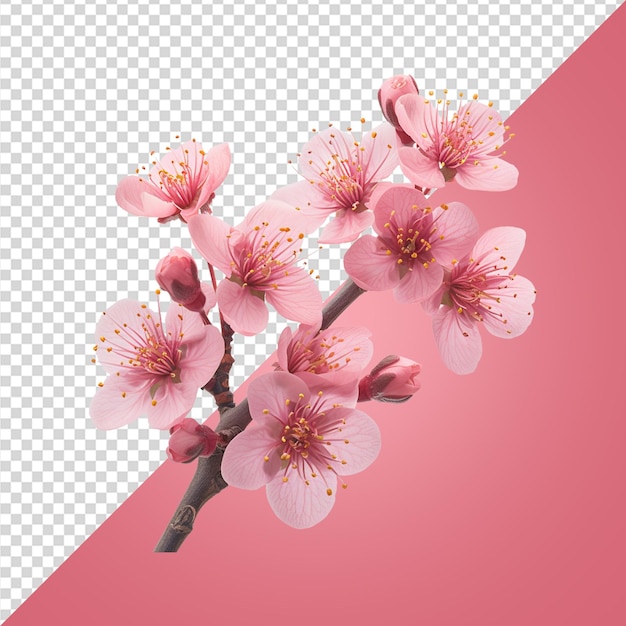 Beautiful pink color sakura flowers on transparent background