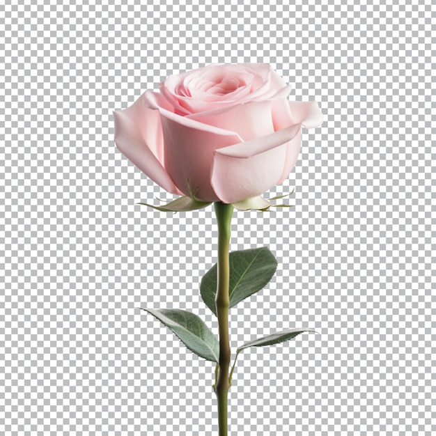 Beautiful pink rose on transparent background