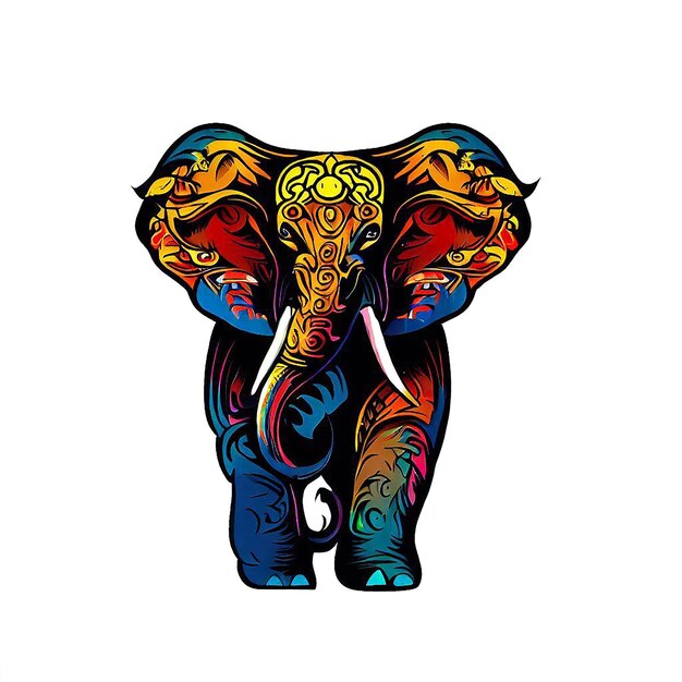 PSD beautiful portrait colourful elephant elefant icon avatar ai vector illustration image wallpaper