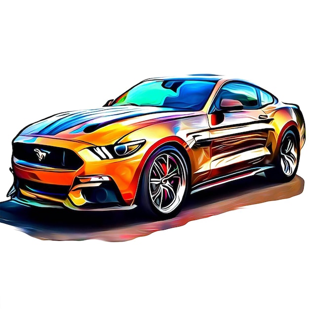 Beautiful portrait of a ford mustang ai vector art digital illustration image