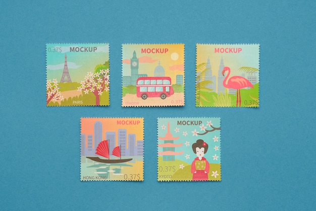 Beautiful postage stamp mockup