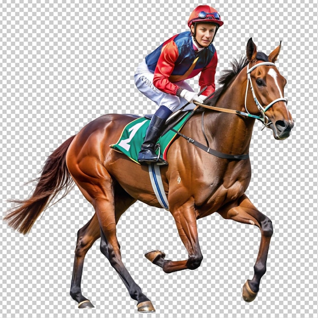 beautiful race horse and jockey transparent background