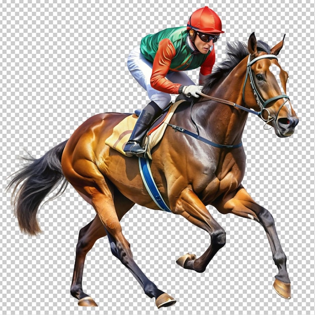 beautiful race horse and jockey transparent background