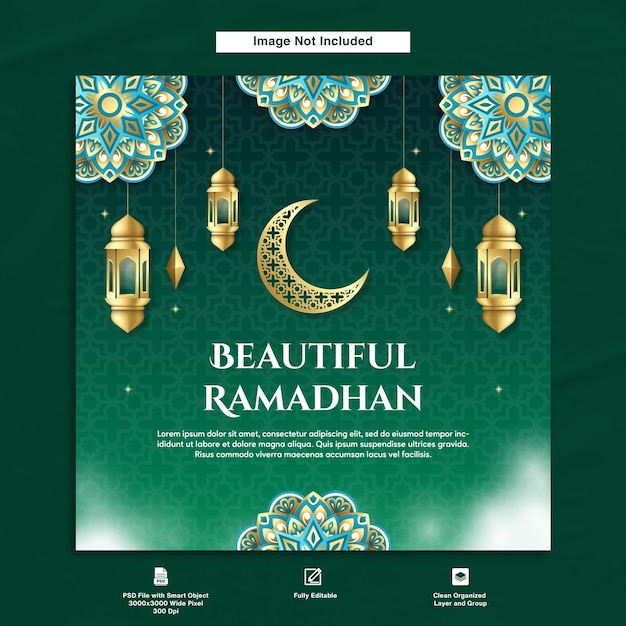 Beautiful Ramadhan Elegant Design Greeting Card Template