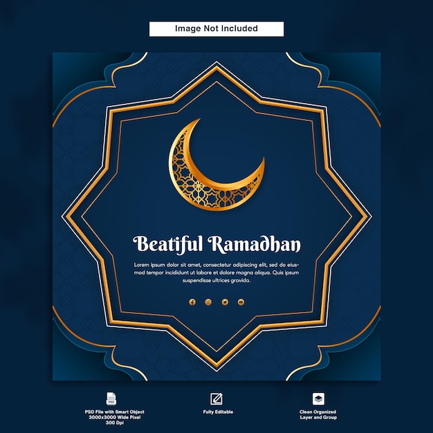 Beautiful Ramadhan Greeting Card Elegant Design Post Template