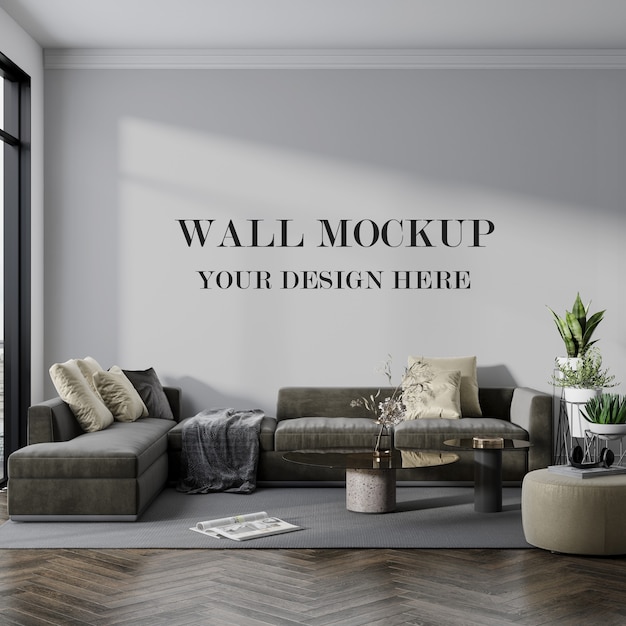 Beautiful room with empty wall mockup