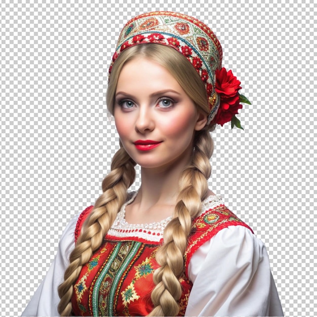 beautiful Russian girl with long white braid