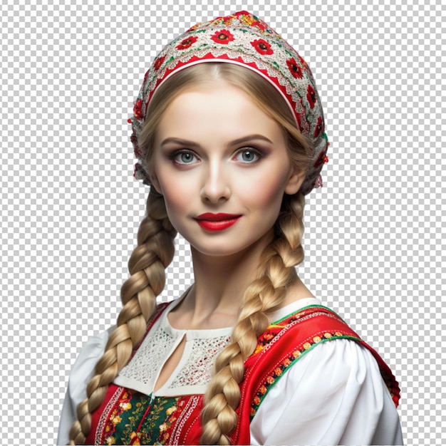 PSD beautiful russian girl with long white braid