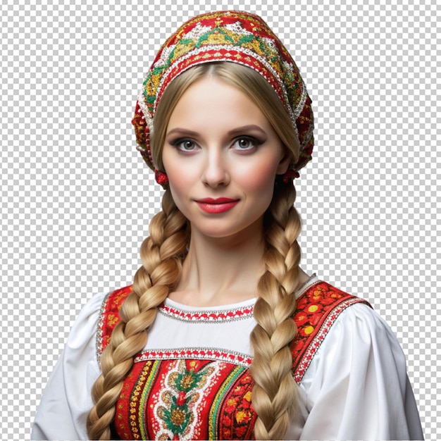 PSD beautiful russian girl with long white braid