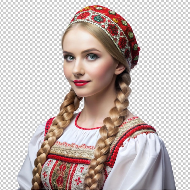 PSD beautiful russian girl with long white braid