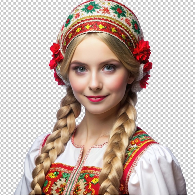 beautiful Russian girl with long white braid