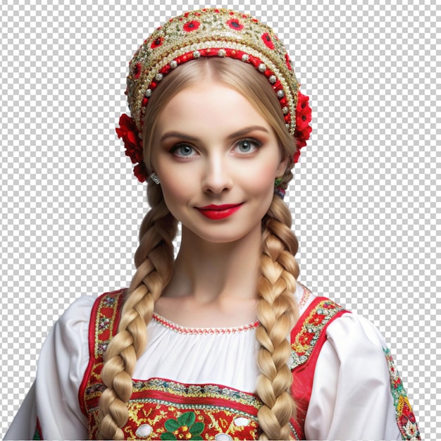 beautiful Russian girl with long white braid