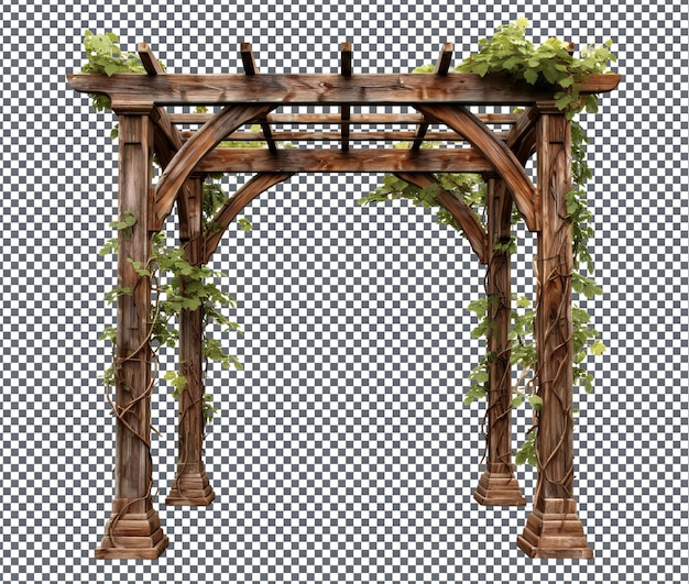 PSD beautiful rustic garden arbor isolated on transparent background