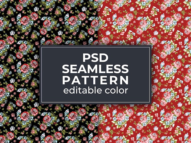 The beautiful seamless pattern set of flower arrangement editable colors