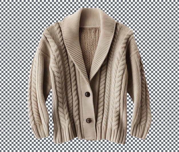 PSD a beautiful shawl collar bolero style sweater isolated on transparent background