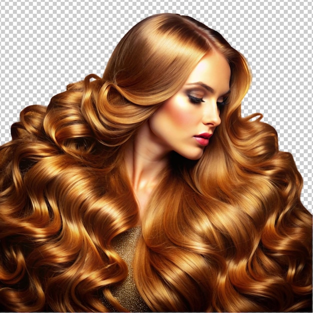 Beautiful shini glittering hair of lady isolated on transparent background