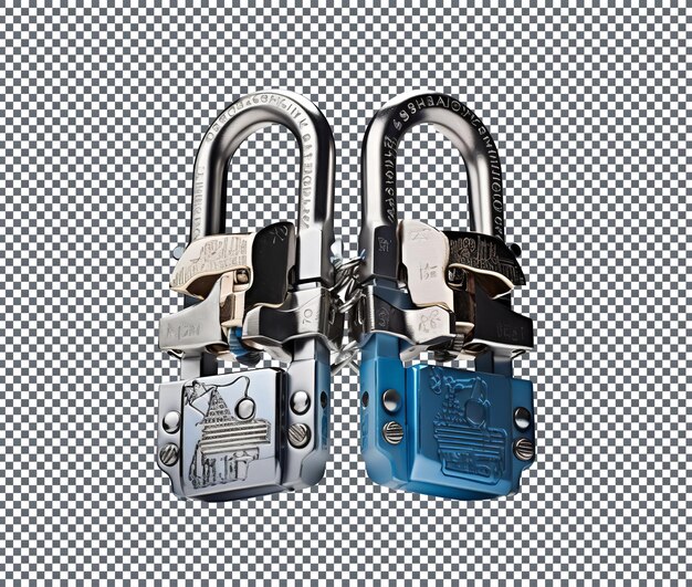 PSD beautiful and smart ski and snowboard locks isolated on white background