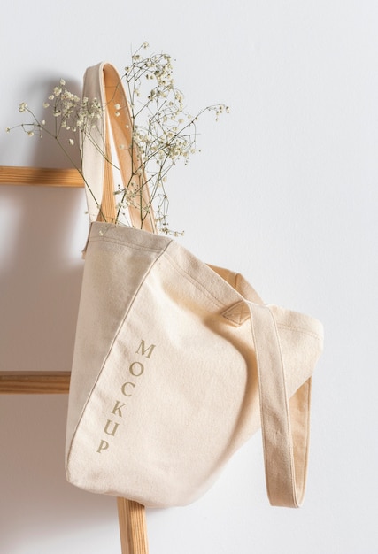 Beautiful textile tote bag mockup