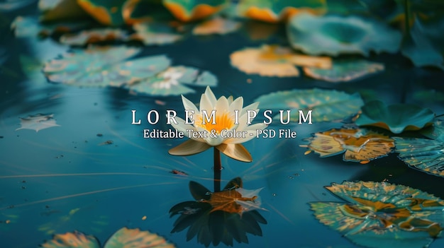 Beautiful Thai Lotus that has been appreciated with the dark blue water surface