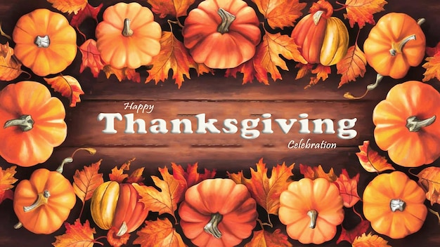 A beautiful thanksgiving poster with pumpkin