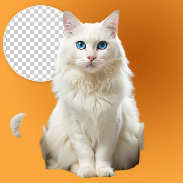 PSD beautiful turkish angora cat white with blue eyes