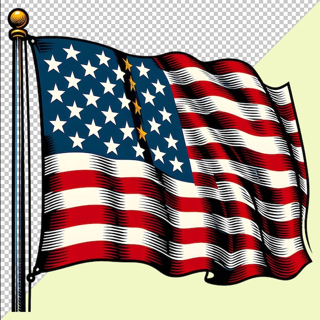 PSD beautiful united states of american flag illustration png psd on transparent background