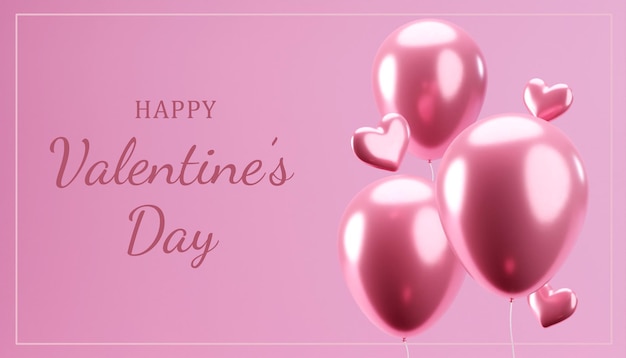 Beautiful valentine day gift card template with love heart balloon