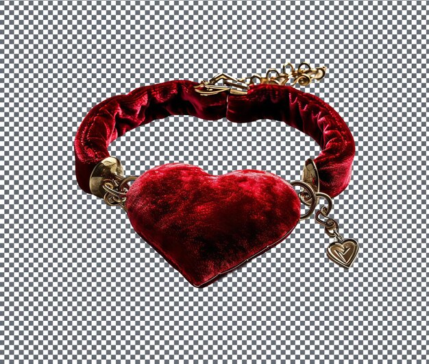 PSD beautiful velvet heart shaped choker isolated on transparent background