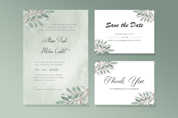 Beautiful vintage wedding invitation cards psd