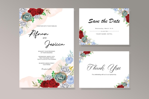 Beautiful vintage wedding invitation cards psd